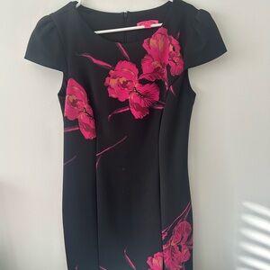 Betsy Johnson black floral dress. Only worn once
